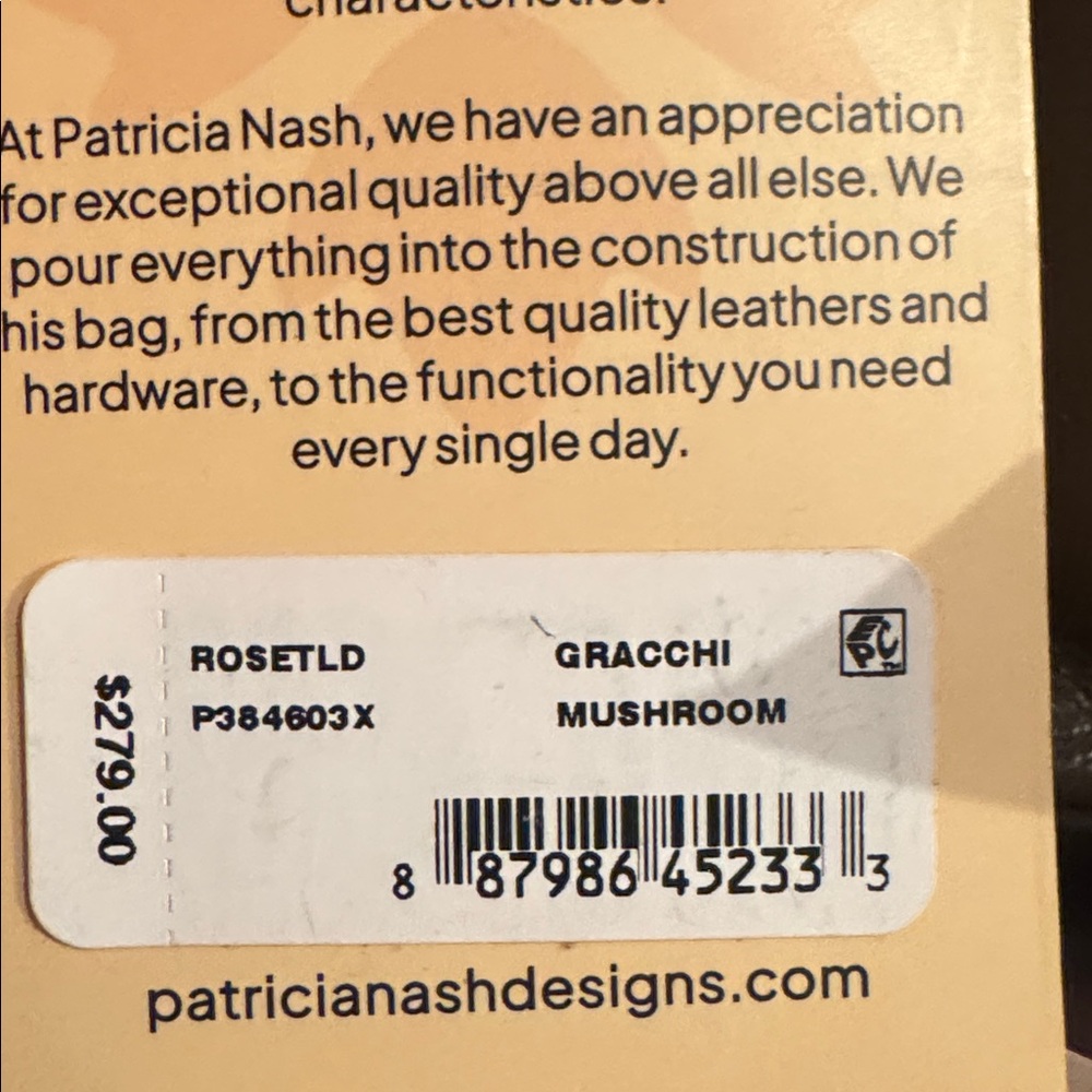 Patricia Nash Gracchi rose tooled mushroom color handbag brand new reg $ 279 - Picture 12 of 12